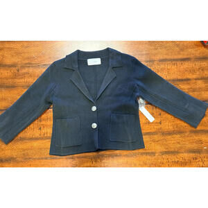 Six/Fifty Cropped Button Up Cardigan / Blazer Black, Size XS